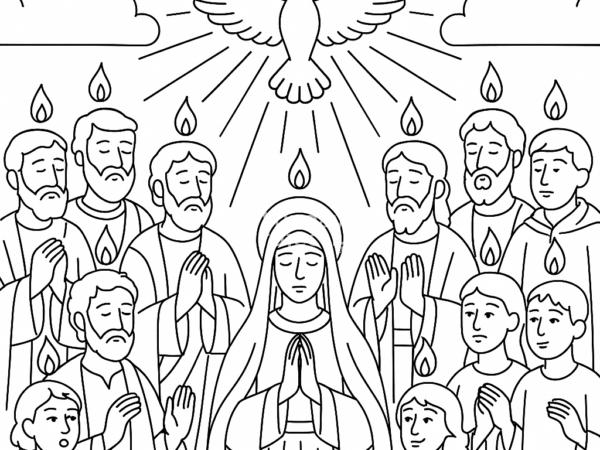 kolorowanka dla dzieci do pobrania religijna zesłanie ducha świętego