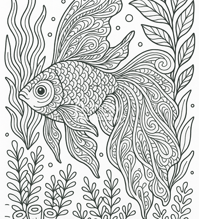 kolorowanka relaksacyjna do pobrania rybka podwodny świat zwierzęta kolorowanka za darmo szczegółowa ryba