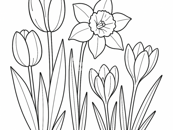 kolorowanka do pobrania za darmo do druku wiosenne kwiaty