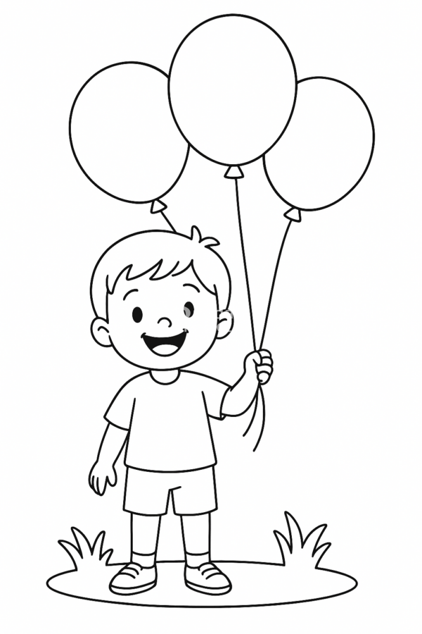 kolorowanka dziecko z balonami kolorowanka dziecko do pobrania
