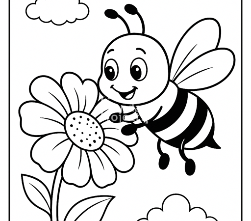 pszczoła i chmurki kolorowanka dla dzieci dzień pszczoły kolorowanka do pobrania zwierzaki owady wiosna