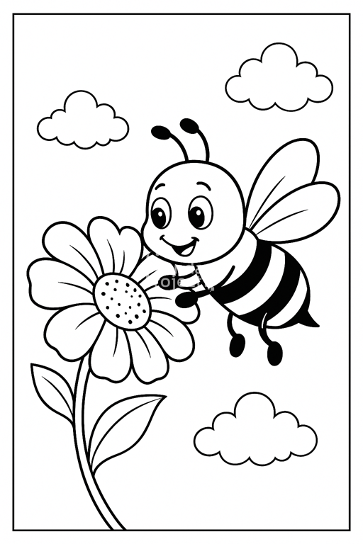 pszczoła i chmurki kolorowanka dla dzieci dzień pszczoły kolorowanka do pobrania zwierzaki owady wiosna