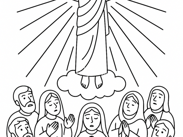 kolorowanka religijna do pobrania wniebowstąpienie pana jezusa