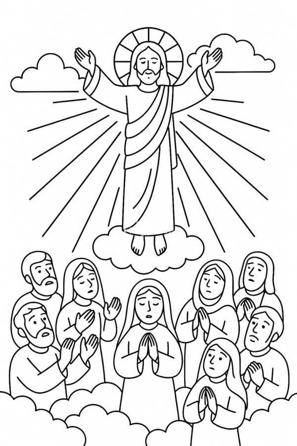kolorowanka religijna do pobrania wniebowstąpienie pana jezusa