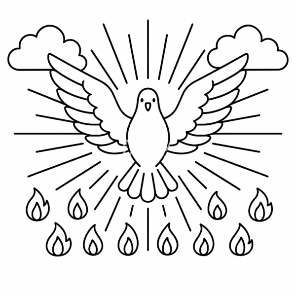 zesłanie Ducha świętego kolorowanka kolorowanka religijna do pobrania Duch święty