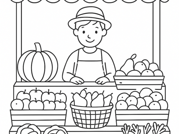 jesień stragan kolorowanka kolorowanka dla dzieci jesień owoce i warzywa