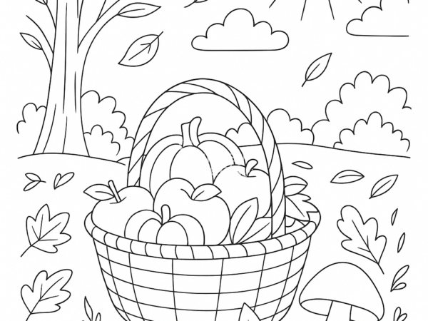 kolorowanka do pobrania owoce grzyby jesień