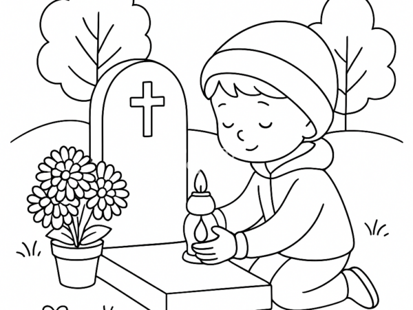 kolorowanka dla dzieci wszystkich świętych cmentarz