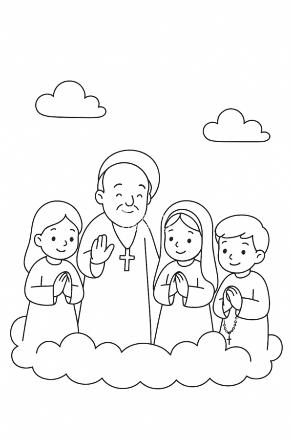 kolorowanka dla dzieci do pobrania na święto zmarłych, święci w niebie