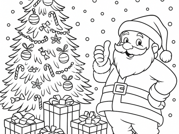 mikołaj i choinka kolorowanka, Boże Narodzenie kolorowanka mikołaj i choinka święta