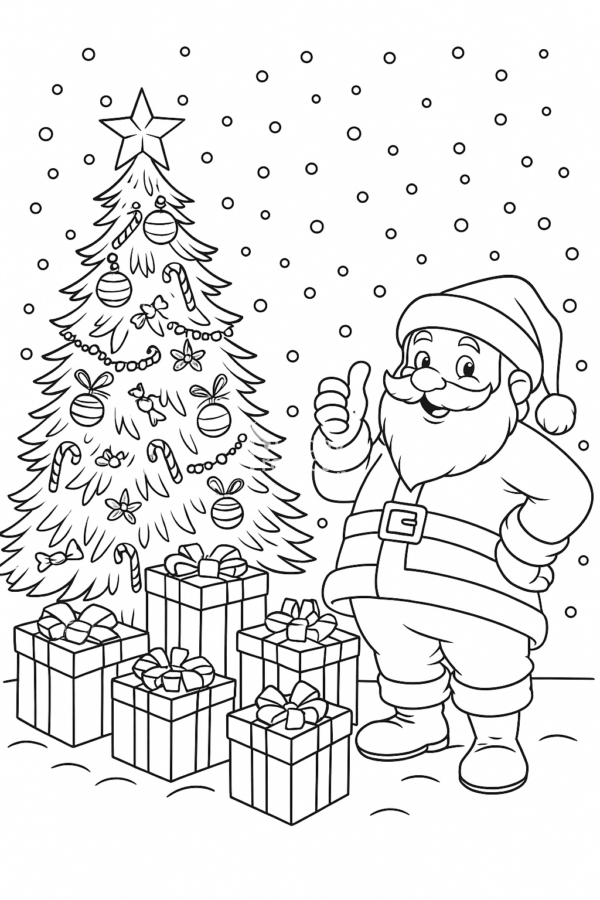 mikołaj i choinka kolorowanka, Boże Narodzenie kolorowanka mikołaj i choinka święta