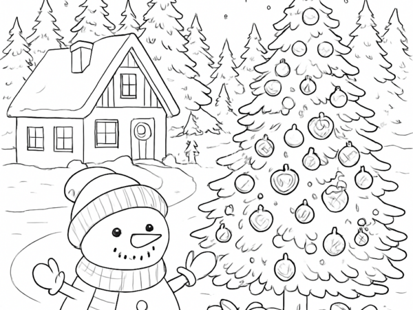 kolorowanka Boże Narodzenie zima, bałwan