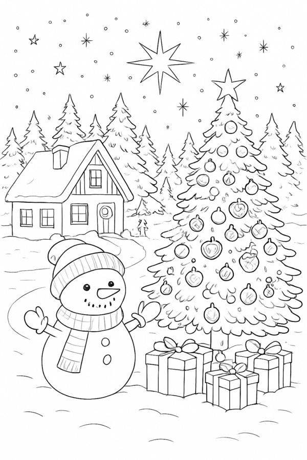 kolorowanka Boże Narodzenie zima, bałwan