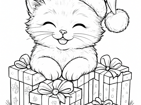 kolorowanka na święta do pobrania słodki kotek