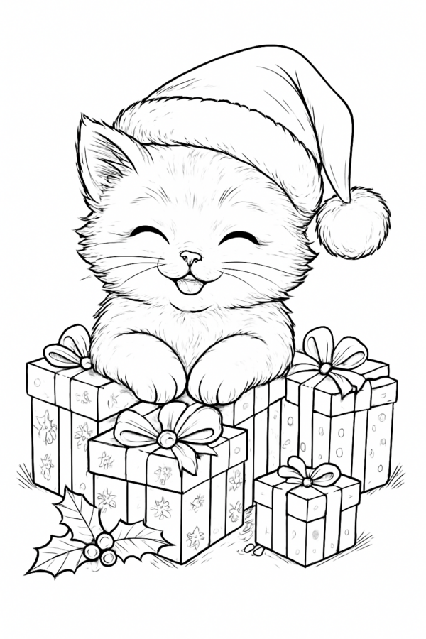 słodka kolorowanka święta kolorowanka na święta do pobrania słodki kotek