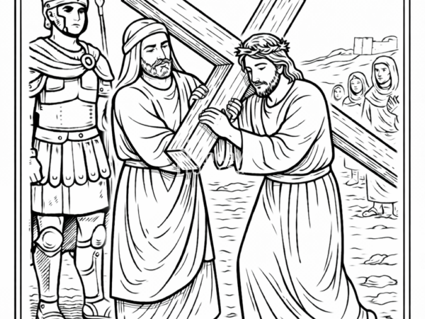 kolorowanka religijna dla dzieci do druku, droga krzyzowa