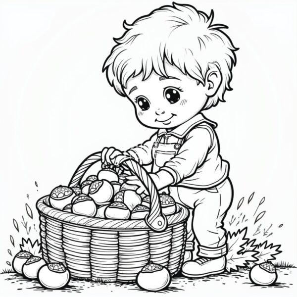 kolorowanka jesienna do pobrania kasztany, jesień