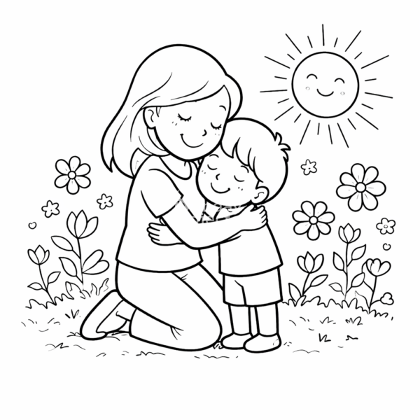 mama z dzieckiem kolorowanka na dzień mamy do pobrania kolorowanka na dzień matki pdf, kolorowanka na dzień rodziny