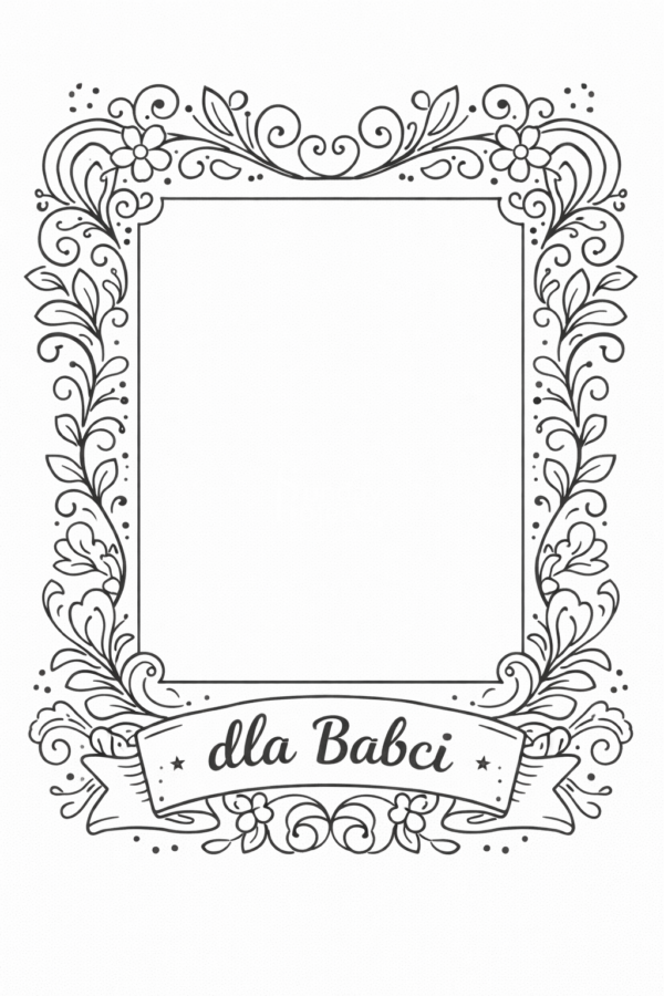 ramka na zdjecie laurka na dzień babci Ozdobna ramka na zdjęcie dla Babci z kwiatowym ornamentem i miejscem na fotografię do pokolorowania